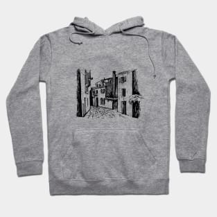 City landscape. Dark lines on a light background. Hoodie